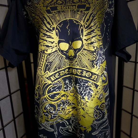 3/15🌼BAD A_§ Black&Metallic Gold Eternal T Shirt - Picture 3 of 3